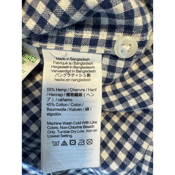 J Crew Mens Navy White Shirt Sleeve Oxford Button Up Slim Fit XL - Picture 9 of 9